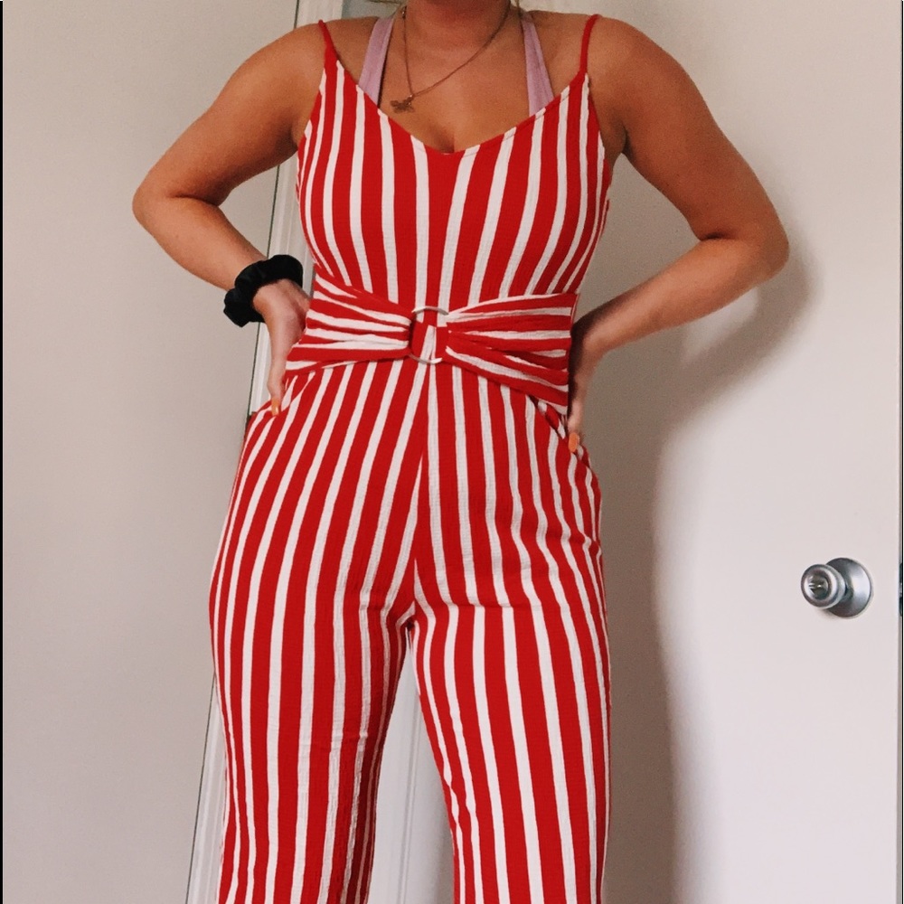 Red and White Jumpsuit